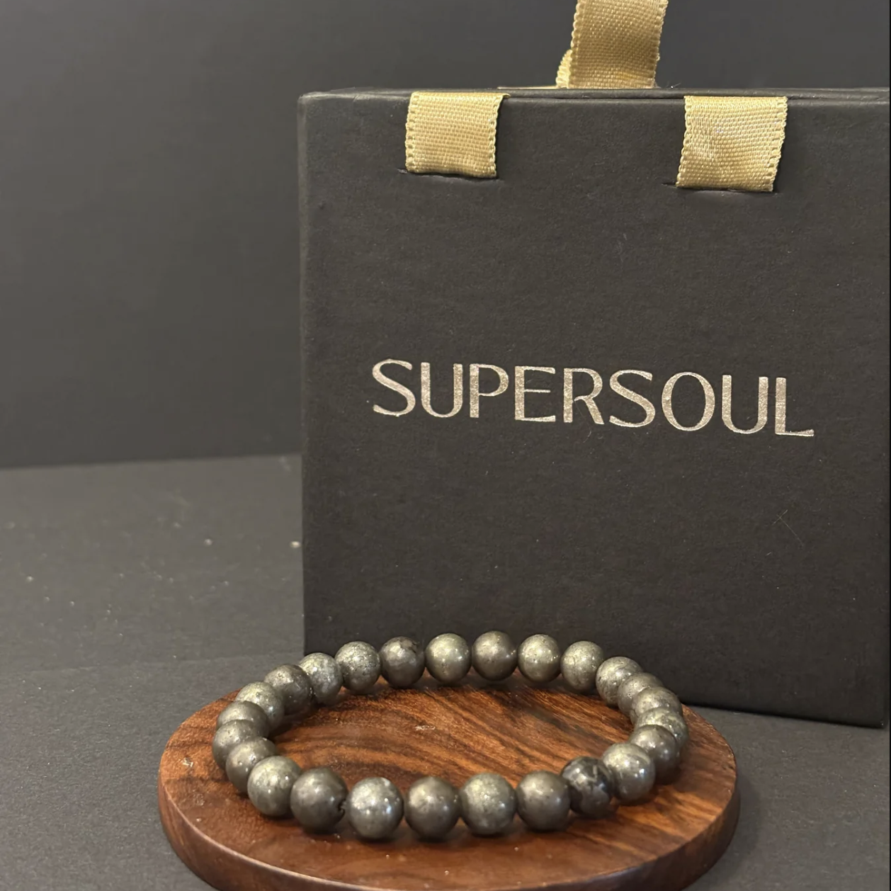 Pyrite Round Stone Elastic Bracelet